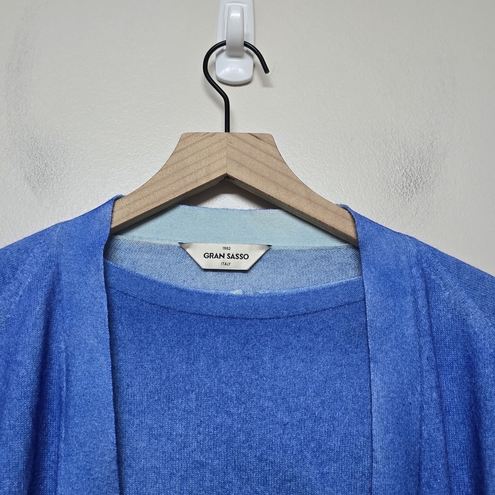 Gran Sasso Italy 100% Cashmere Twinset Cardigan & Sweater Blue Women's Size 46 - Picture 3 of 16